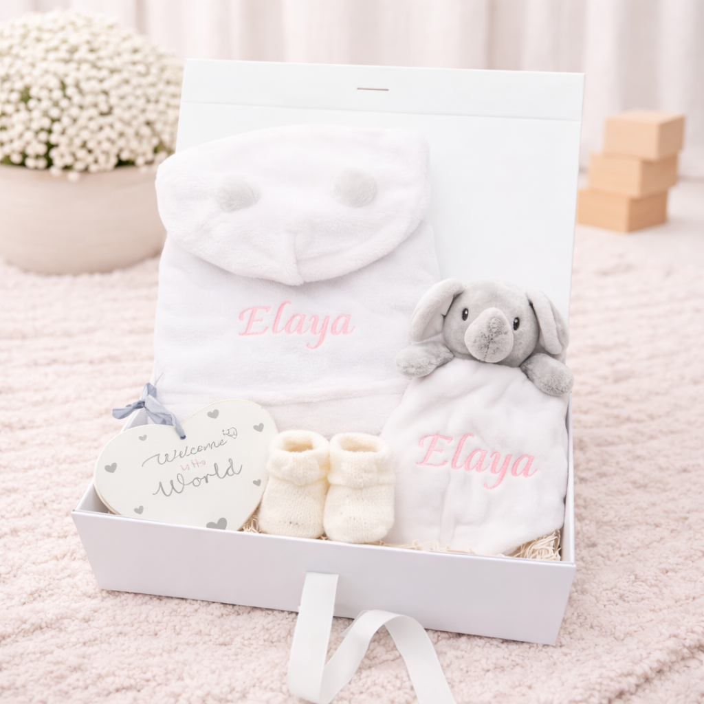 Unisex White Dressing Gown and Comforter Gift Hamper Set