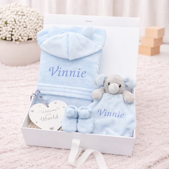 Boys Blue Dressing Gown & Comforter Personalised Gift Hamper Set