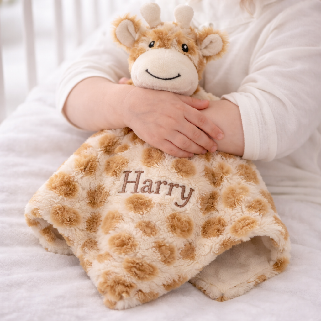 Personalised Embroidered Giraffe Comforter