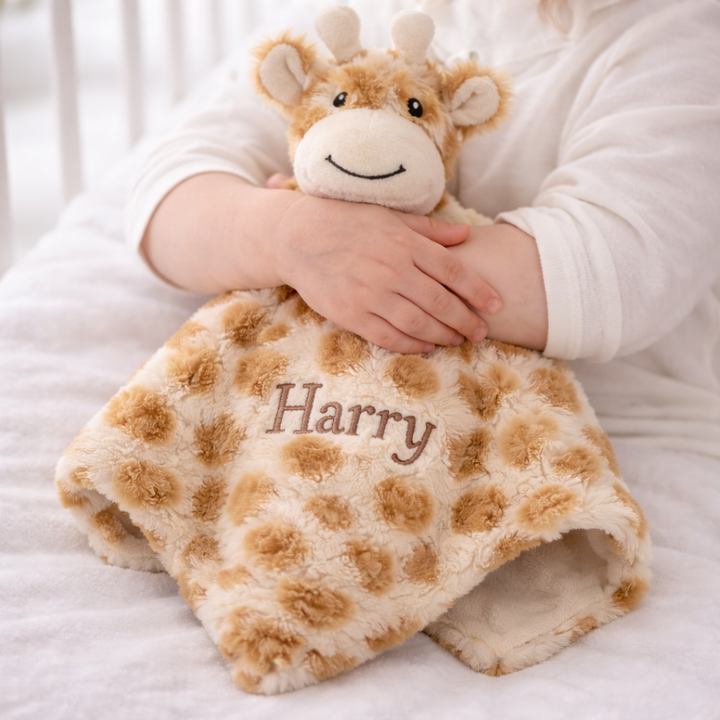 Personalised Embroidered Giraffe Comforter