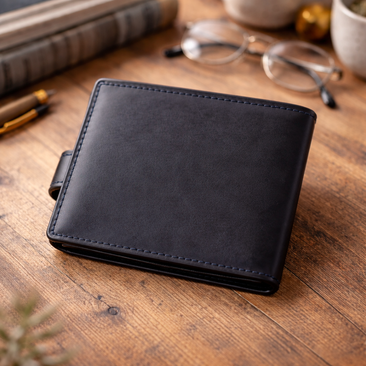 Personalised Engraved Best Dad Black Leather Wallet