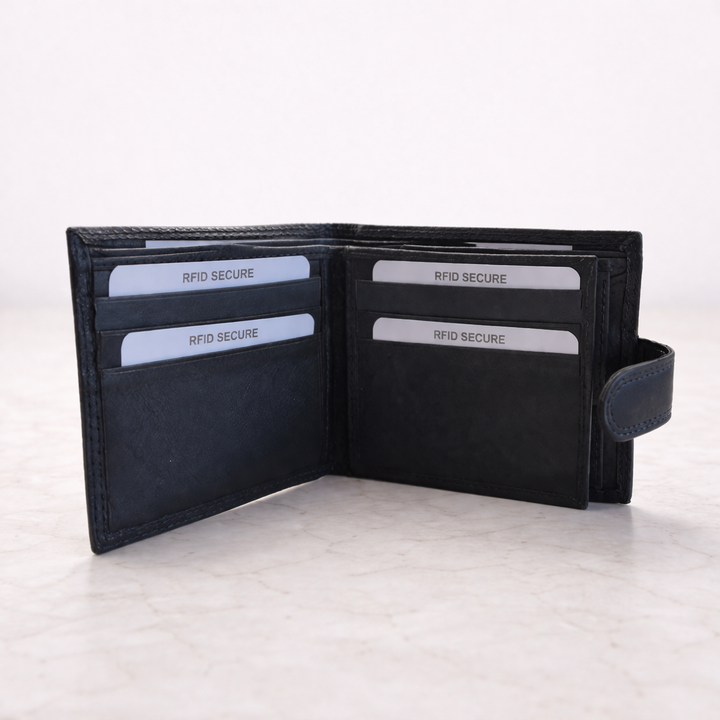 Personalised Engraved Best Dad Black Leather Wallet