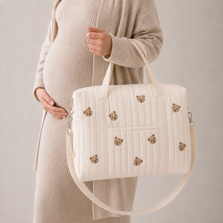 Cream Teddy Hospital Bag