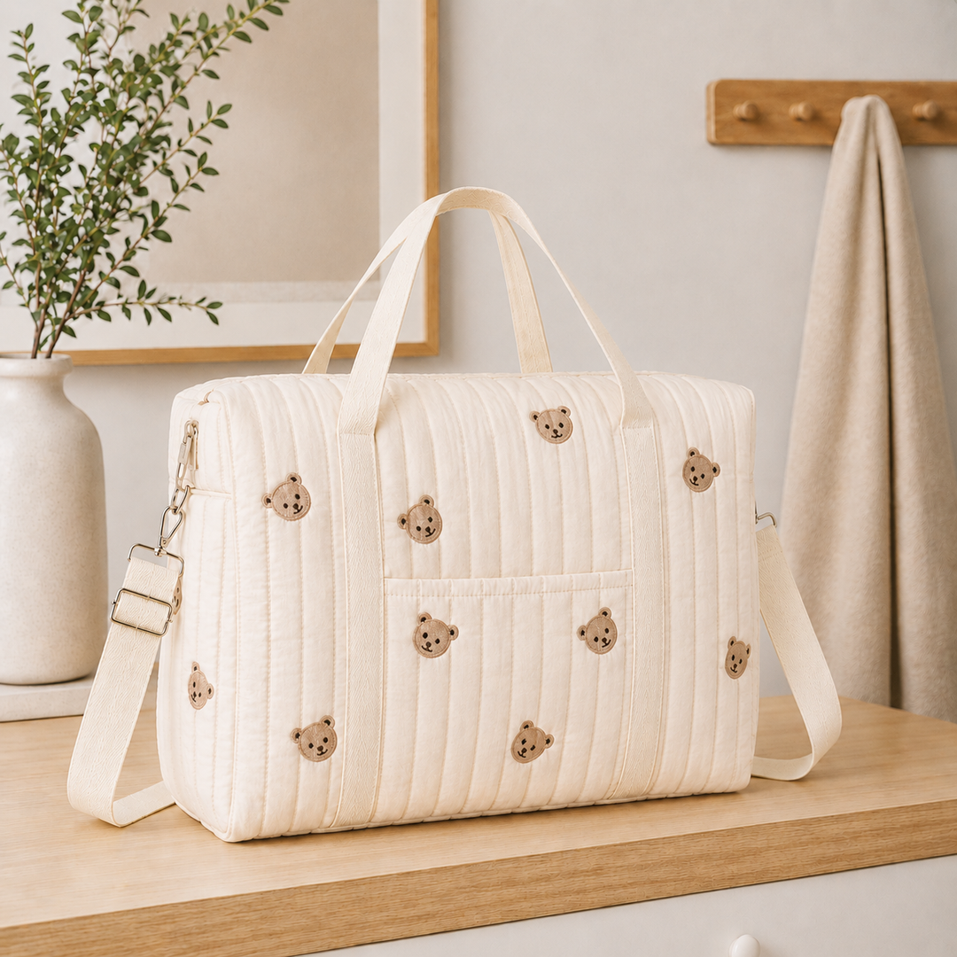 Cream Teddy Hospital Bag