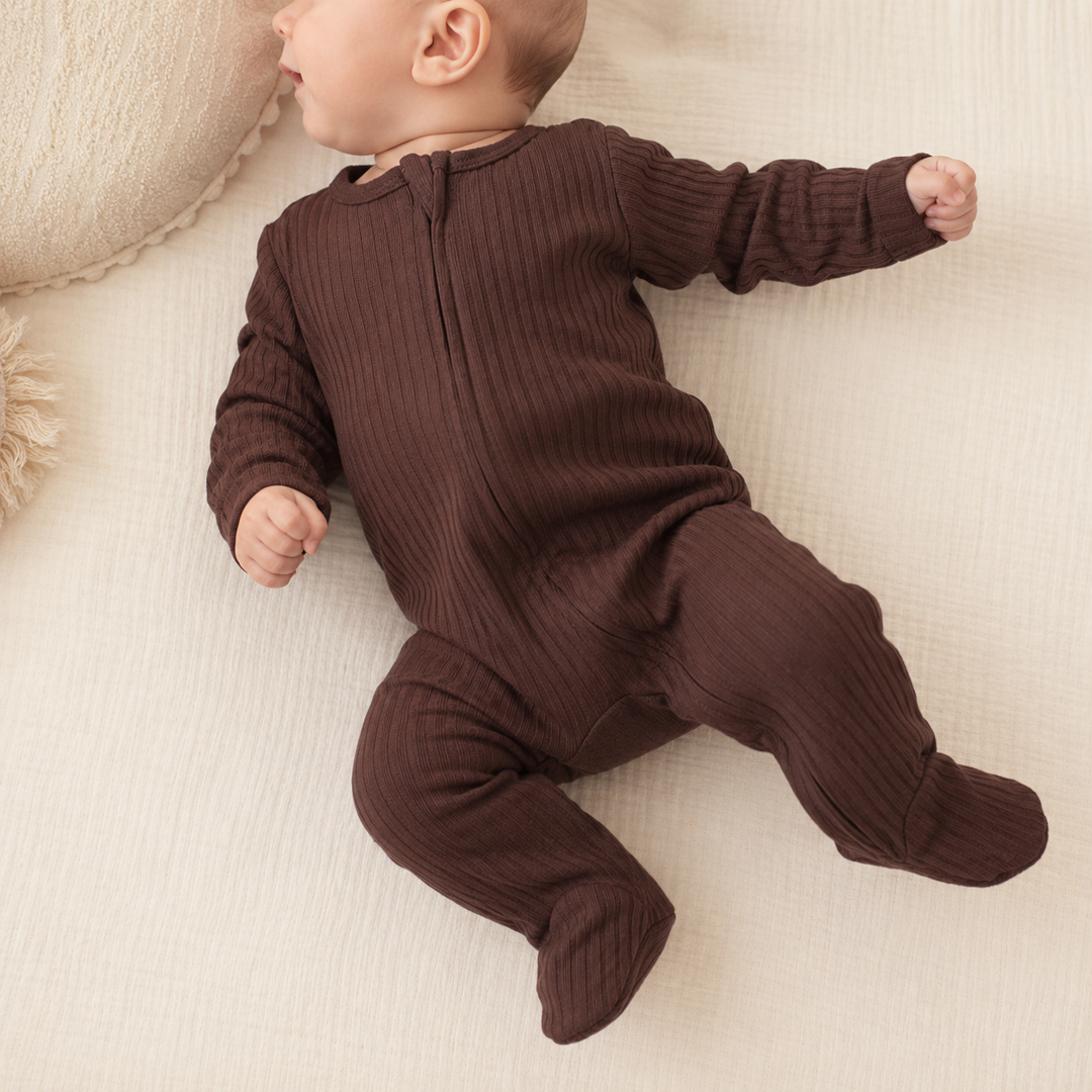 Chocolate Ribbed Sleepsuit