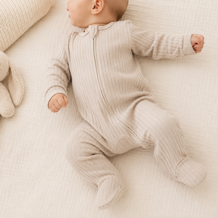 Biscuit Ribbed Sleepsuit