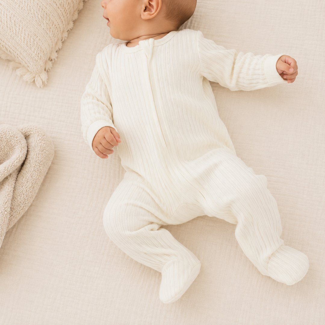 Marshmallow Ribbed Sleepsuit