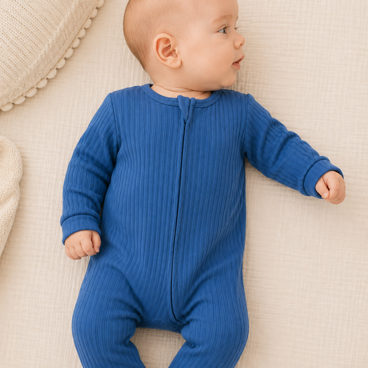Azure Ribbed Sleepsuit