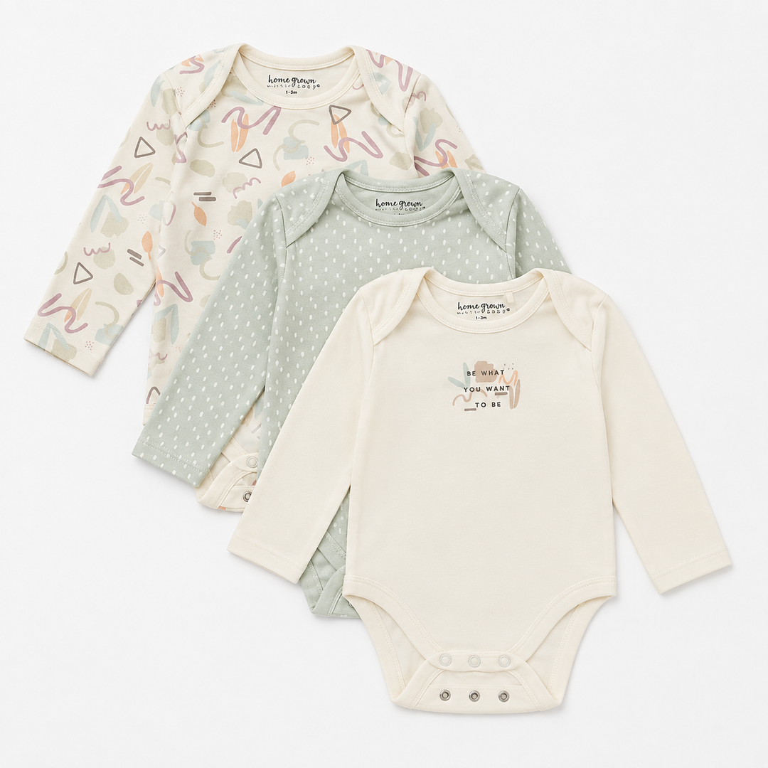 Baby Unisex Organic Cotton 3 Pack Bodysuits