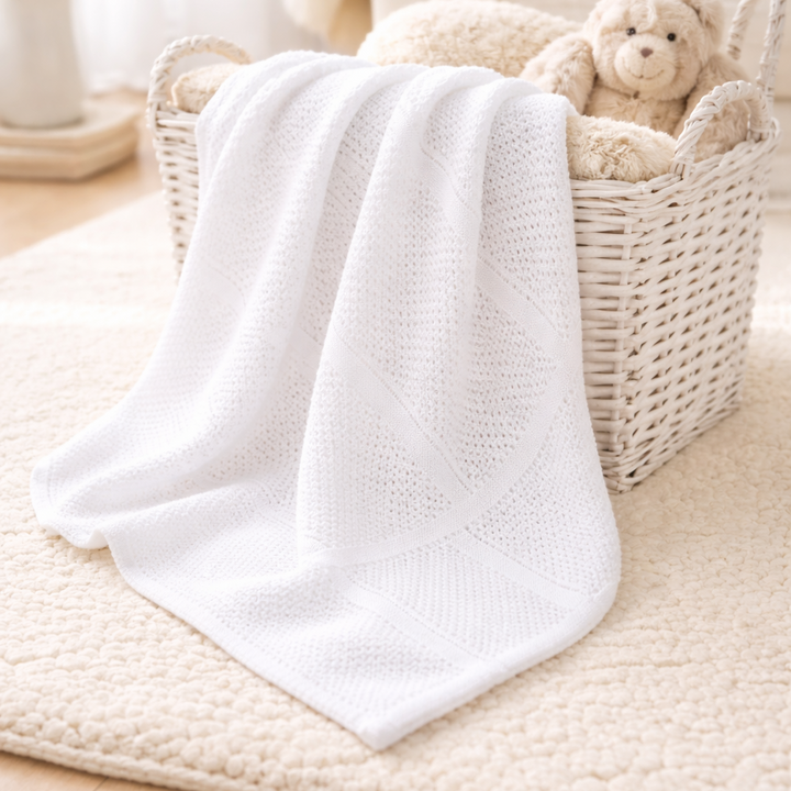 White Cellular Baby Blanket