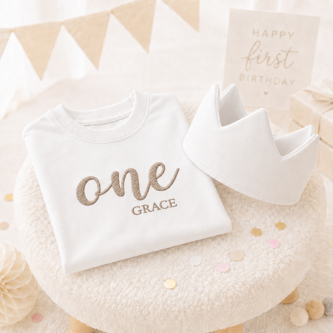 Personalised Embroidered First Birthday T-Shirt