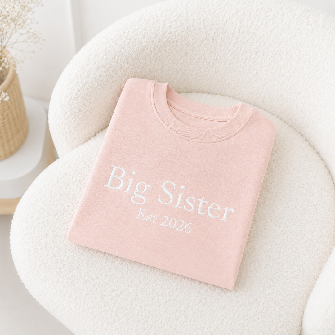 Personalised Embroidered Big Sister Est T-Shirt