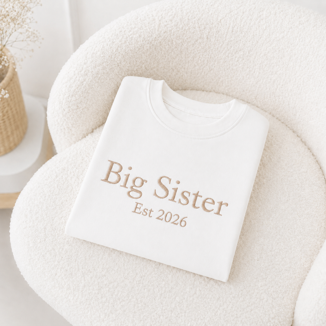 Personalised Embroidered Big Sister Est T-Shirt