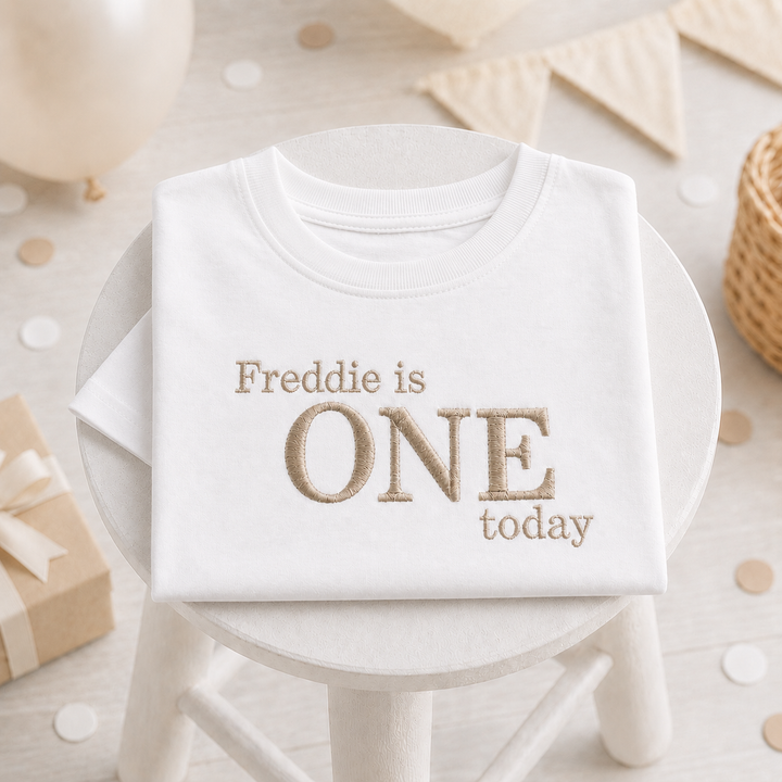 Personalised Embroidered One Today Birthday T-Shirt
