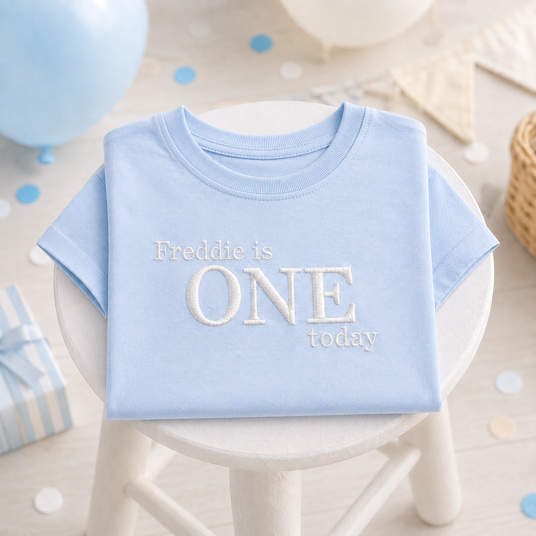 Personalised Embroidered One Today Birthday T-Shirt