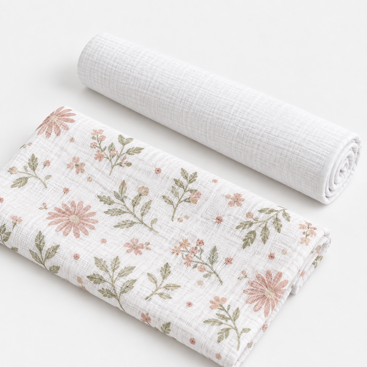 Organis Set of 2 Floral Baby Muslin Cloth