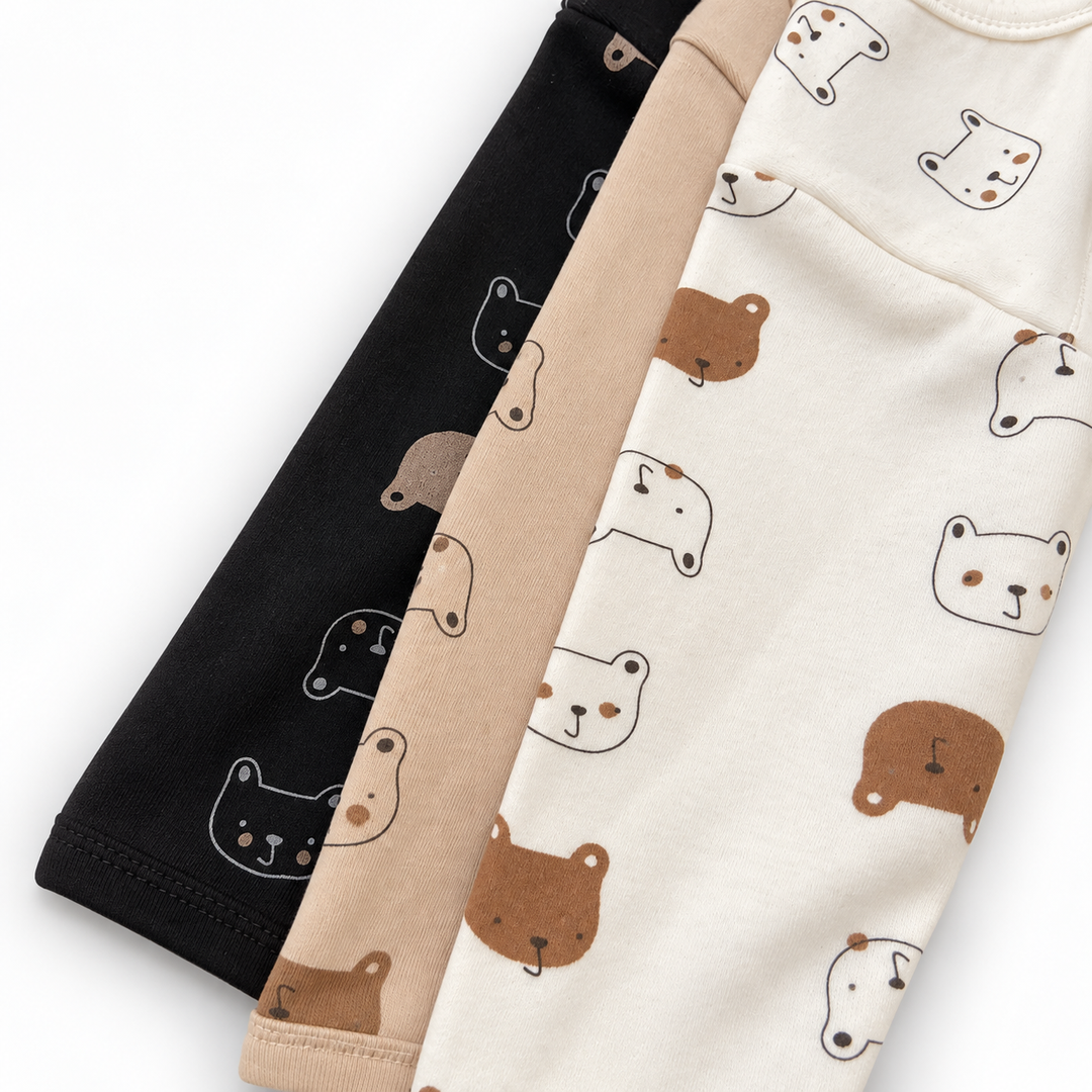 Unisex Biege Bears 3 Pack Baby Grows