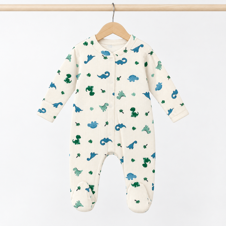 Boys Cream Dinosaur Baby Grow