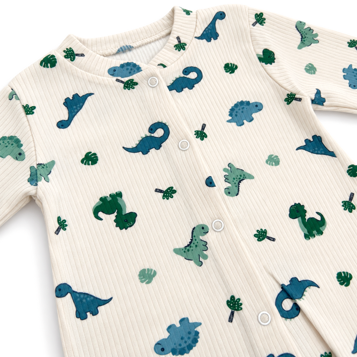 Boys Cream Dinosaur Baby Grow