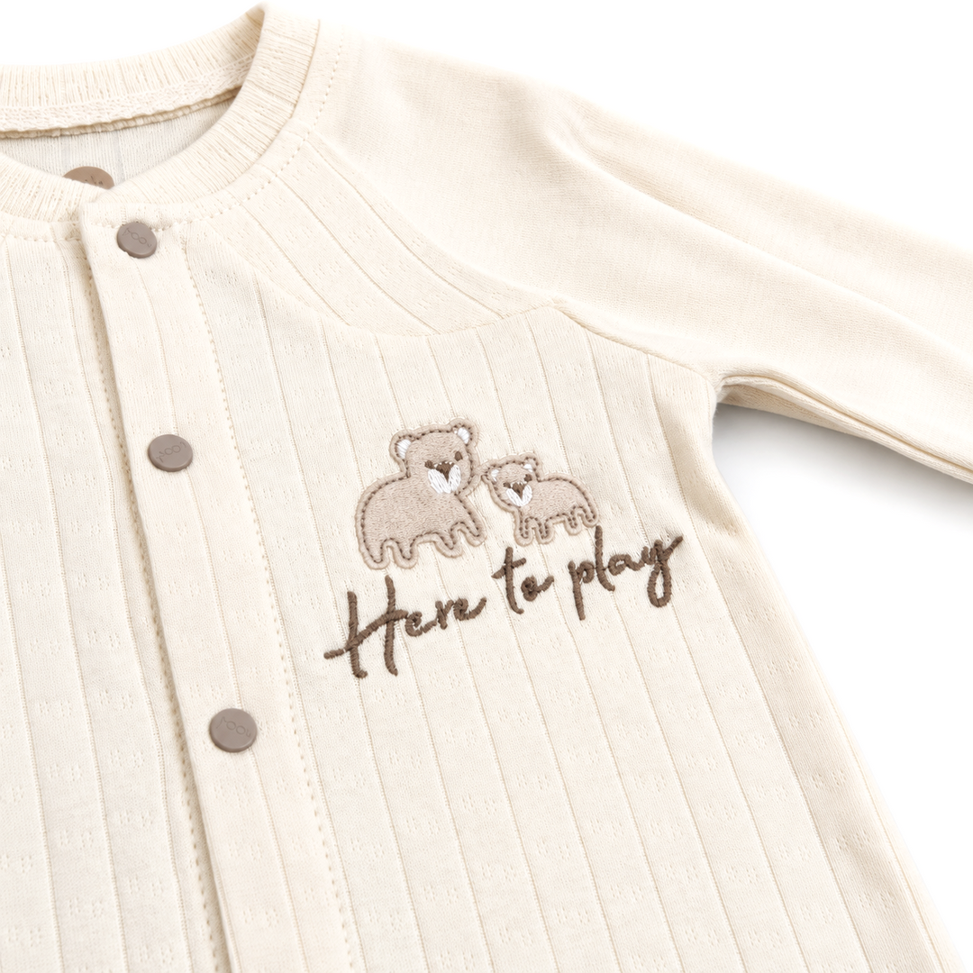 Unisex Here To Play Bears Ribbed Baby Grow