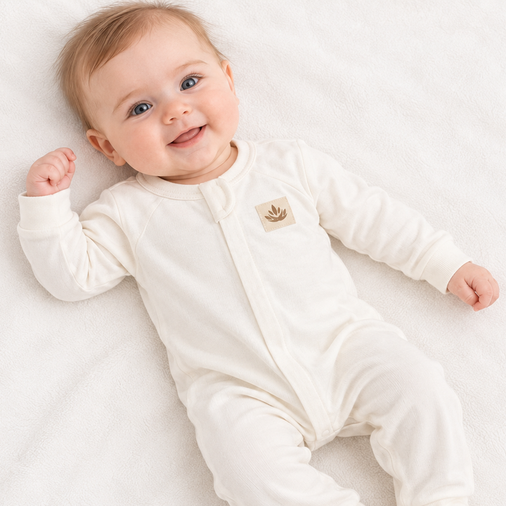 Unisex Organic Zip Up Baby Grow