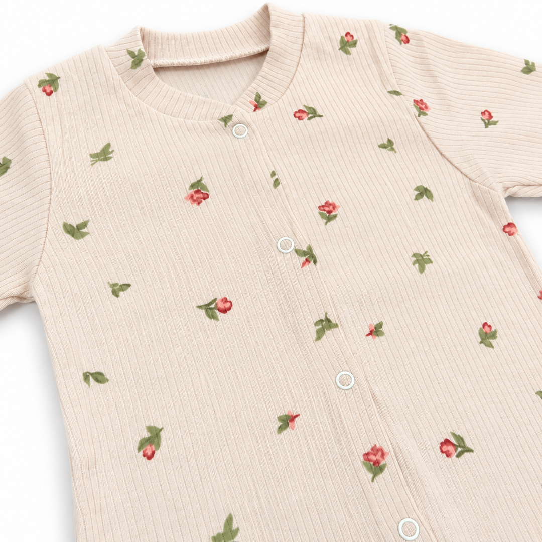 Girls Dusky Pink Floral Baby Grow