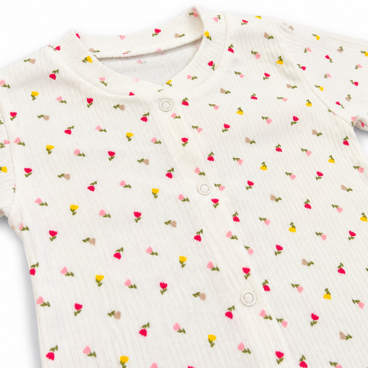 Girls Cream Floral Baby Grow