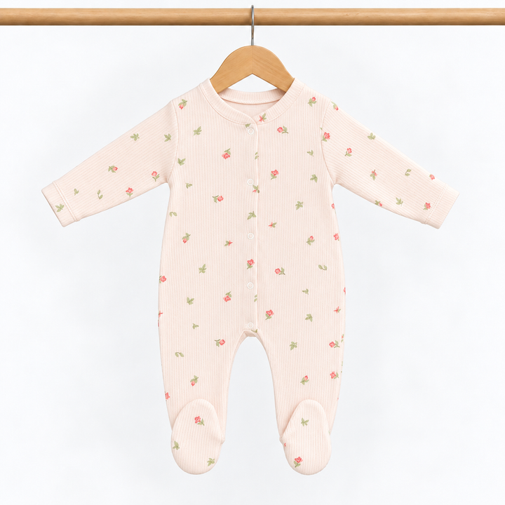 Girls Dusky Pink Floral Baby Grow
