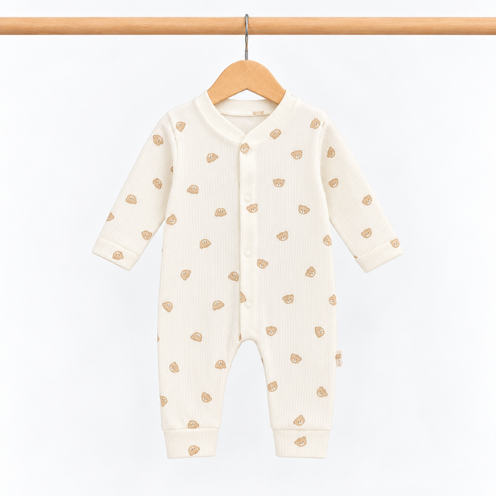 Unisex Beige Teddy Bear Baby Grow