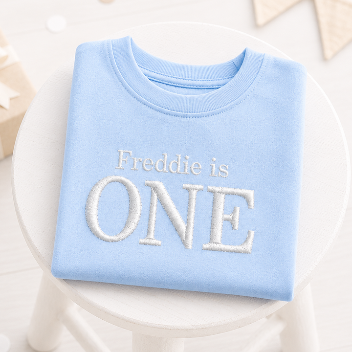 Personalised Embroidered I Am One First Birthday T-Shirt