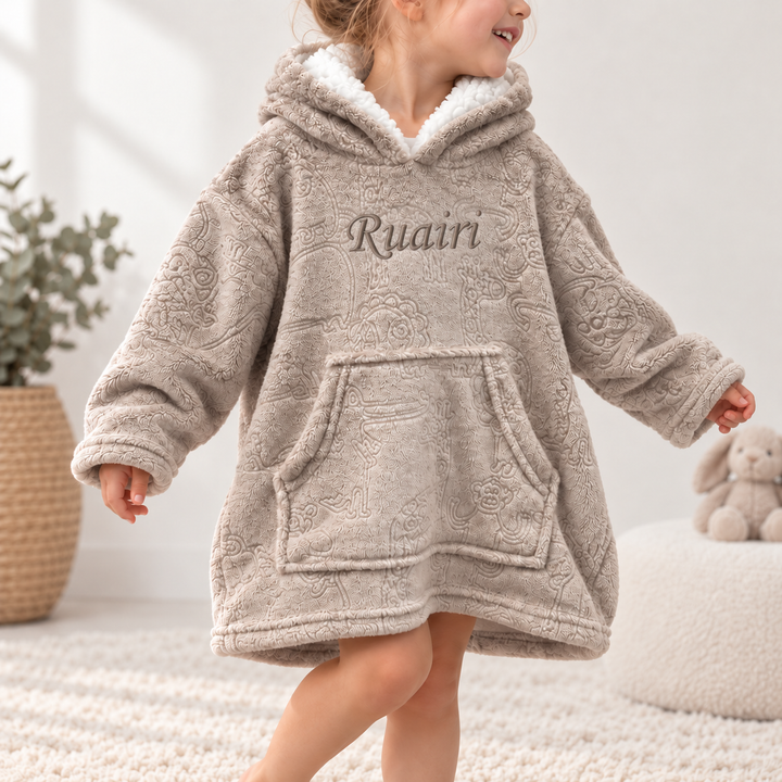 Personalised Embroided Biscuit Embossed Hooded Blanket
