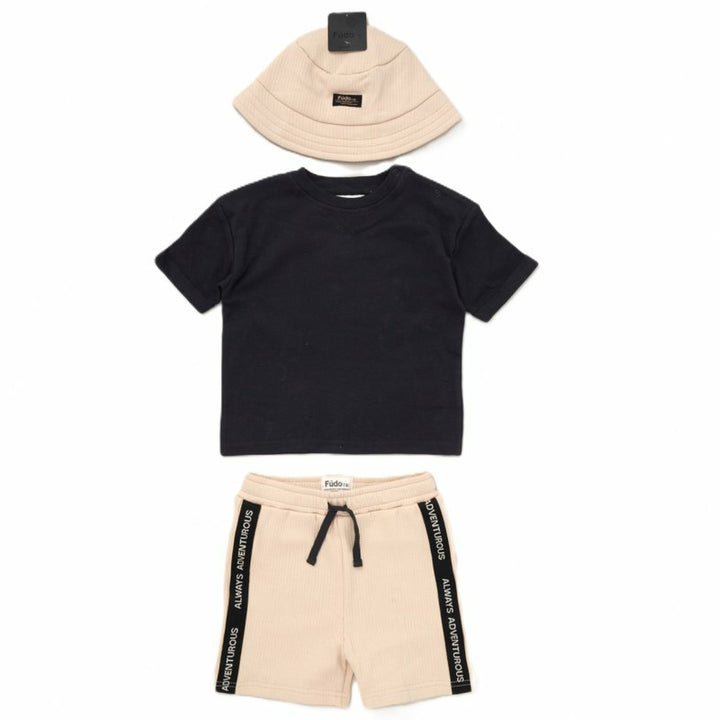 Boys Always Adventurous Short & T-shirt Set with Matching Bucket Hat