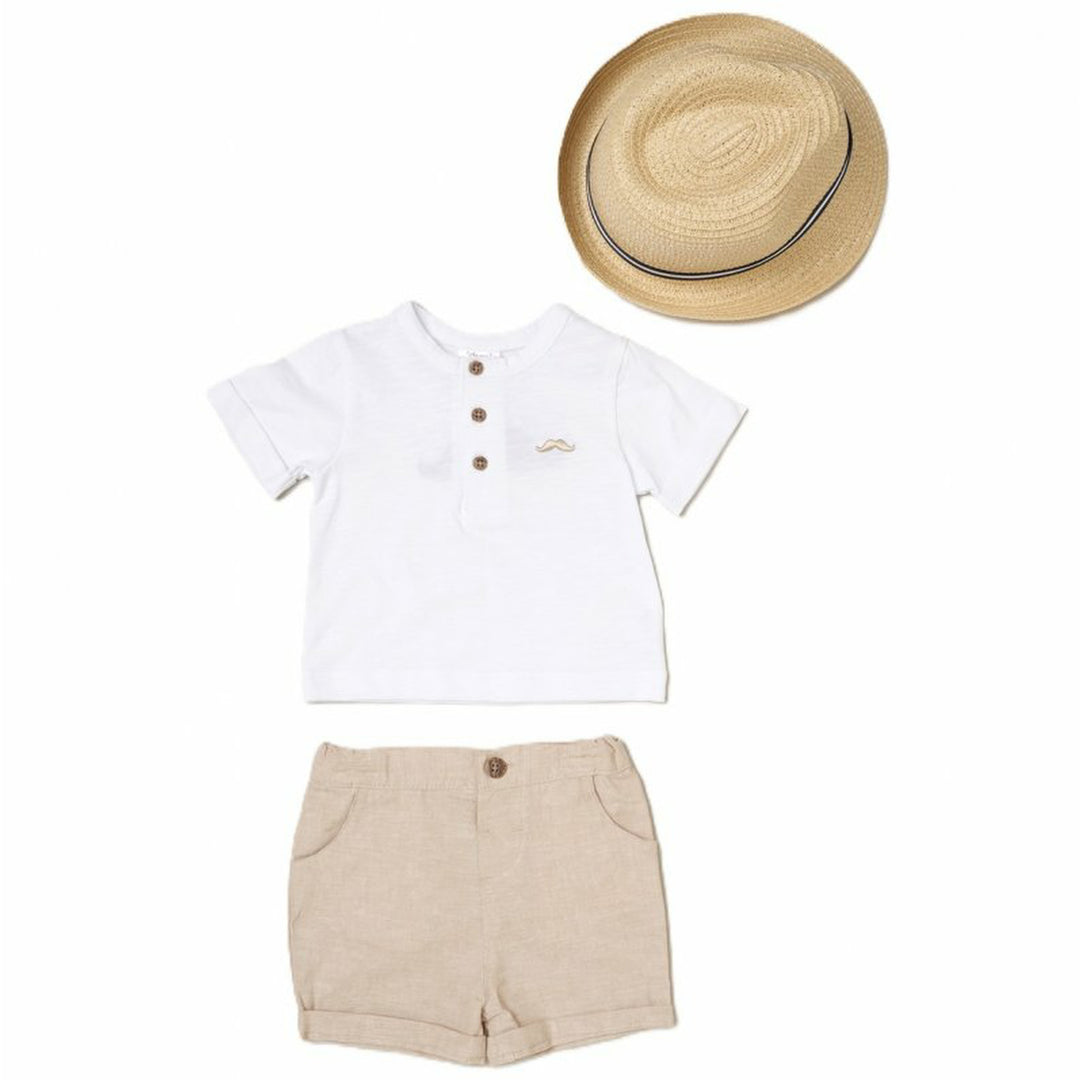 Boys T-shirt, Linen Shorts & Trilby Hat Outfit