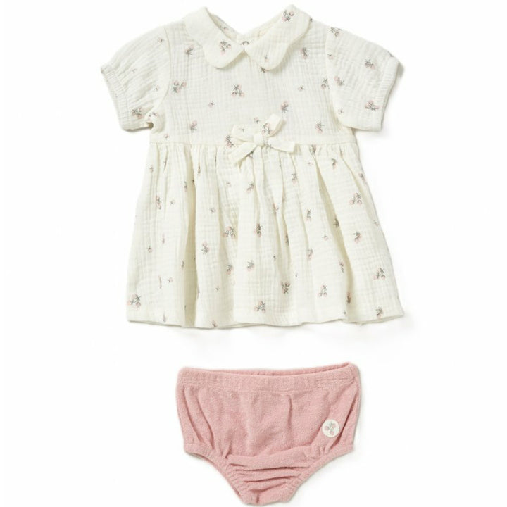 Girls Muslin Dress and Towelling Shorts Outfit