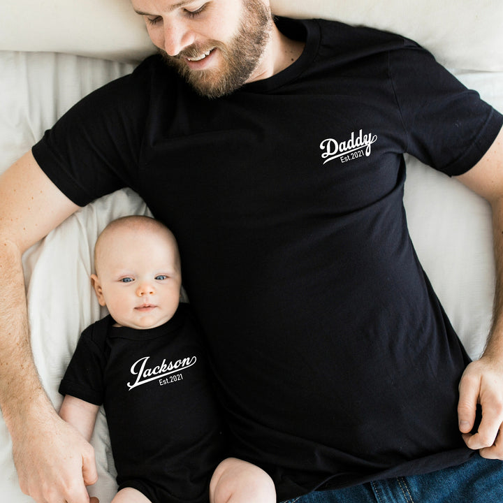 Personalised Daddy Baby Est Date Matching T-shirt Baby Vest