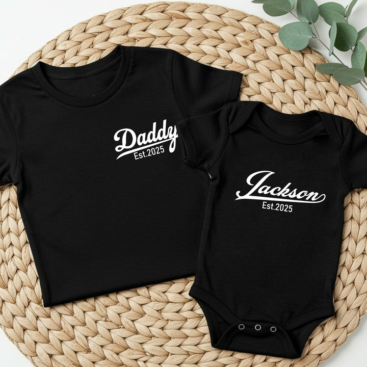 Personalised Daddy Baby Est Date Matching T-shirt Baby Vest