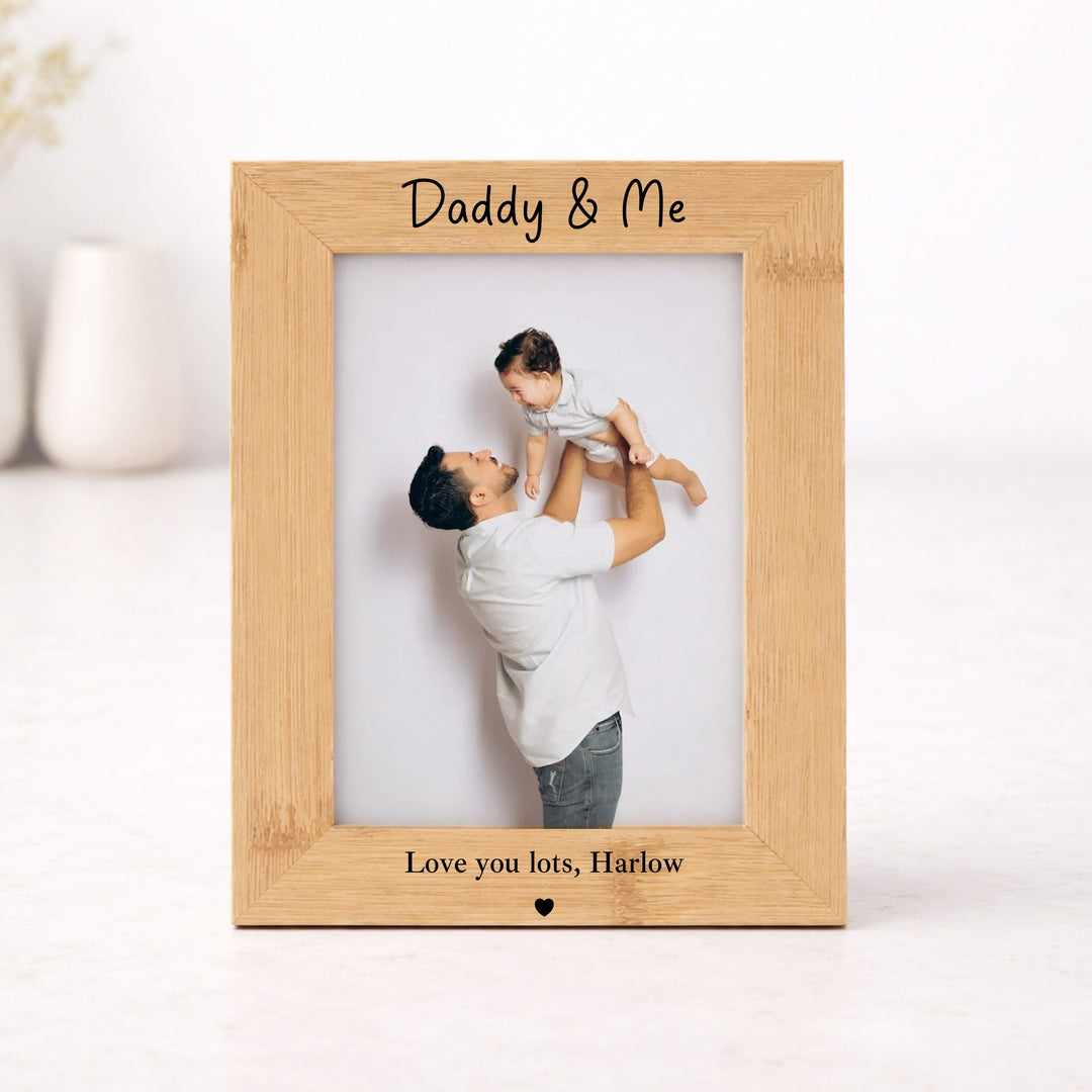 Personalised Daddy and Me Engraved Bamboo Photo Frame
