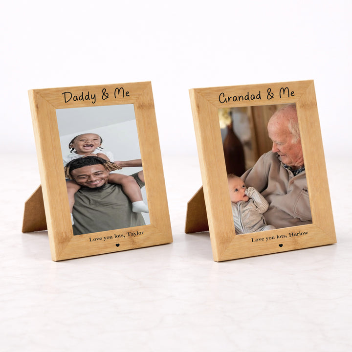 Personalised Daddy and Me Engraved Bamboo Photo Frame