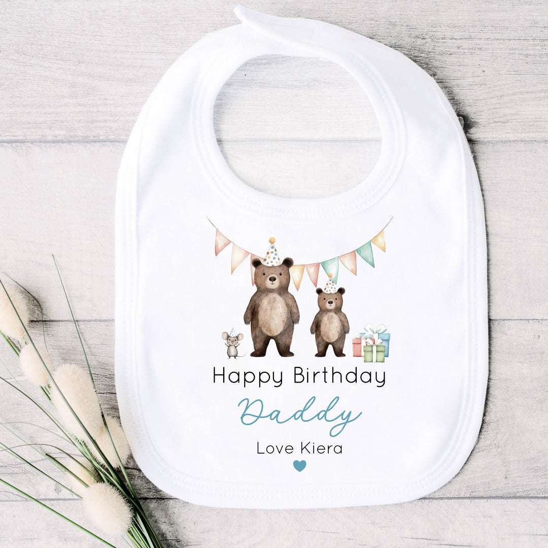Personalised Blue Bears Happy Birthday Daddy Babygrow/Vest