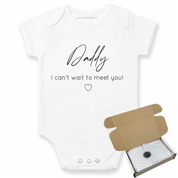 This baby announcement vest can be brought in a box lined with tissue paper