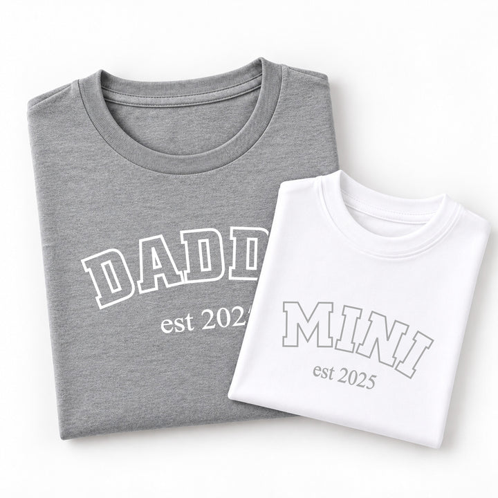 Personalised Grey Est Daddy and Mini Matching Outfits