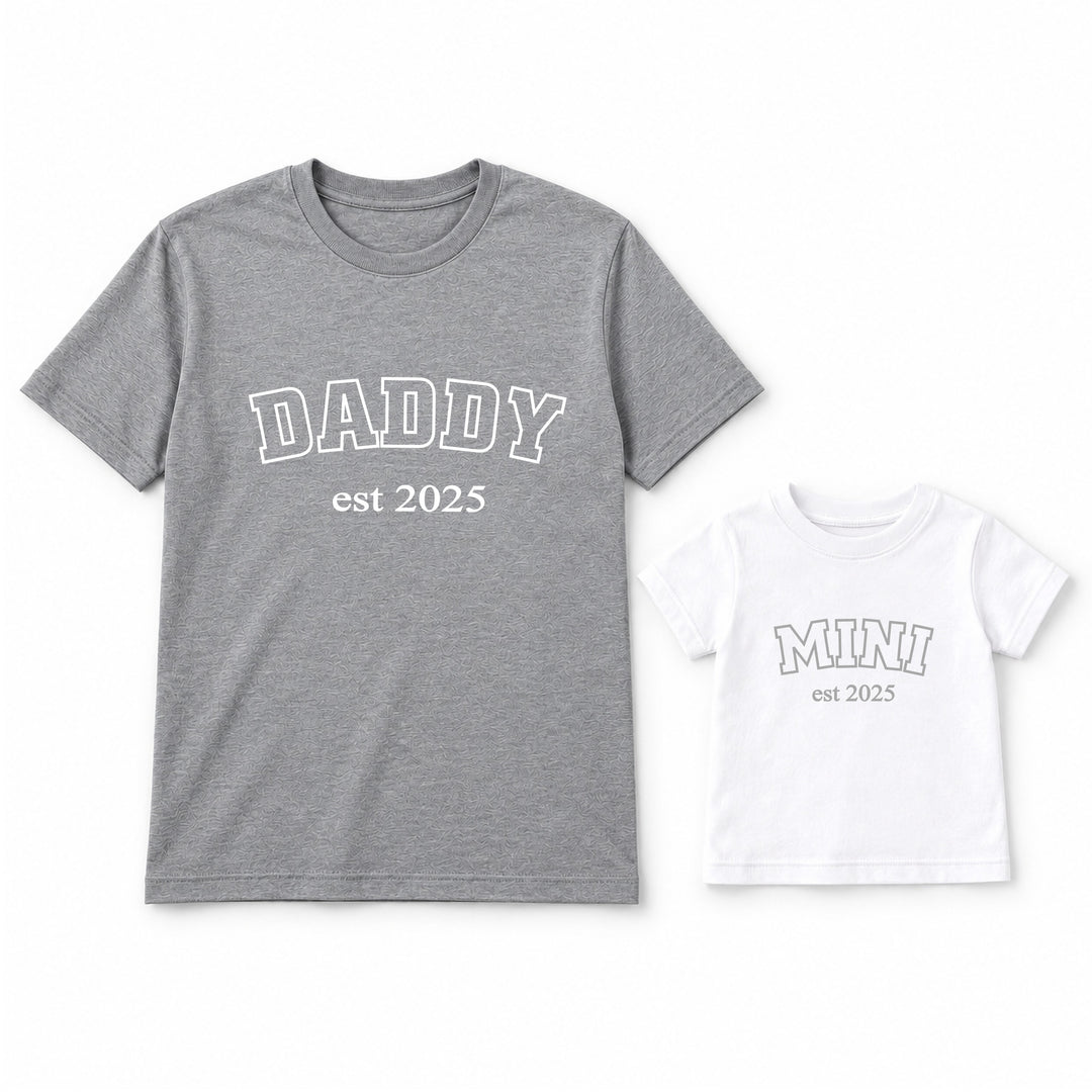 Personalised Grey Est Daddy and Mini Matching Outfits