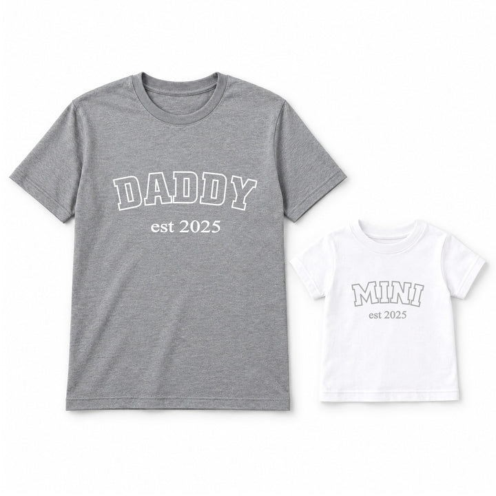 Personalised Grey Est Daddy and Mini Matching Outfits
