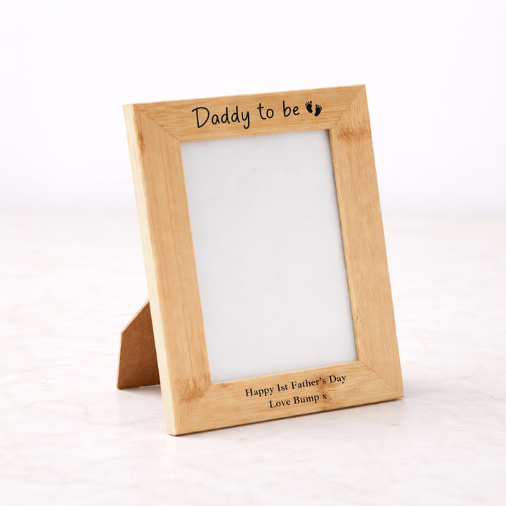 Happy Father's Day Daddy To Be Love Bump Engraved Bamboo Photo Frame