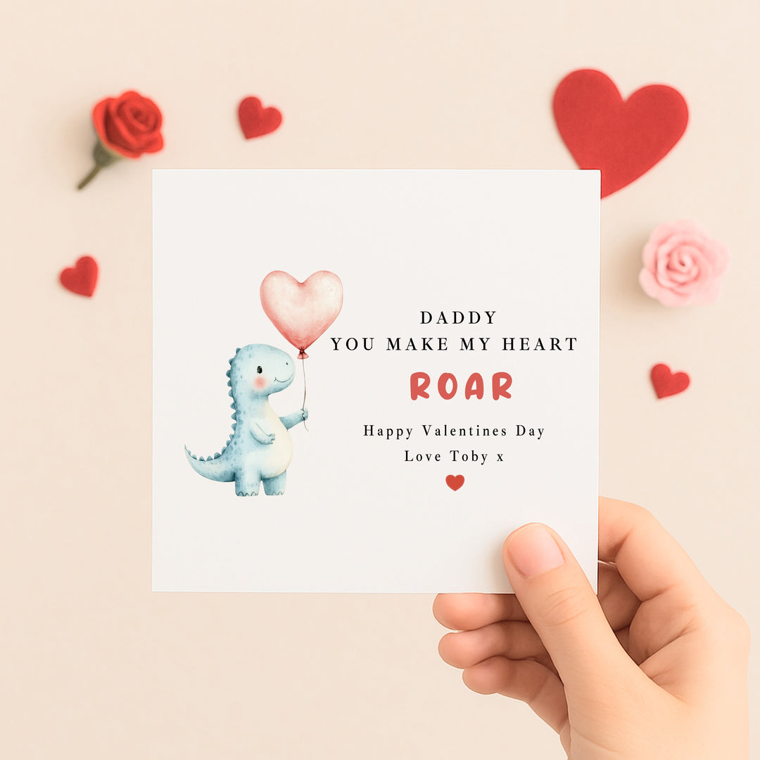 Personalised Daddy You Make My Heart Roar Valentine&