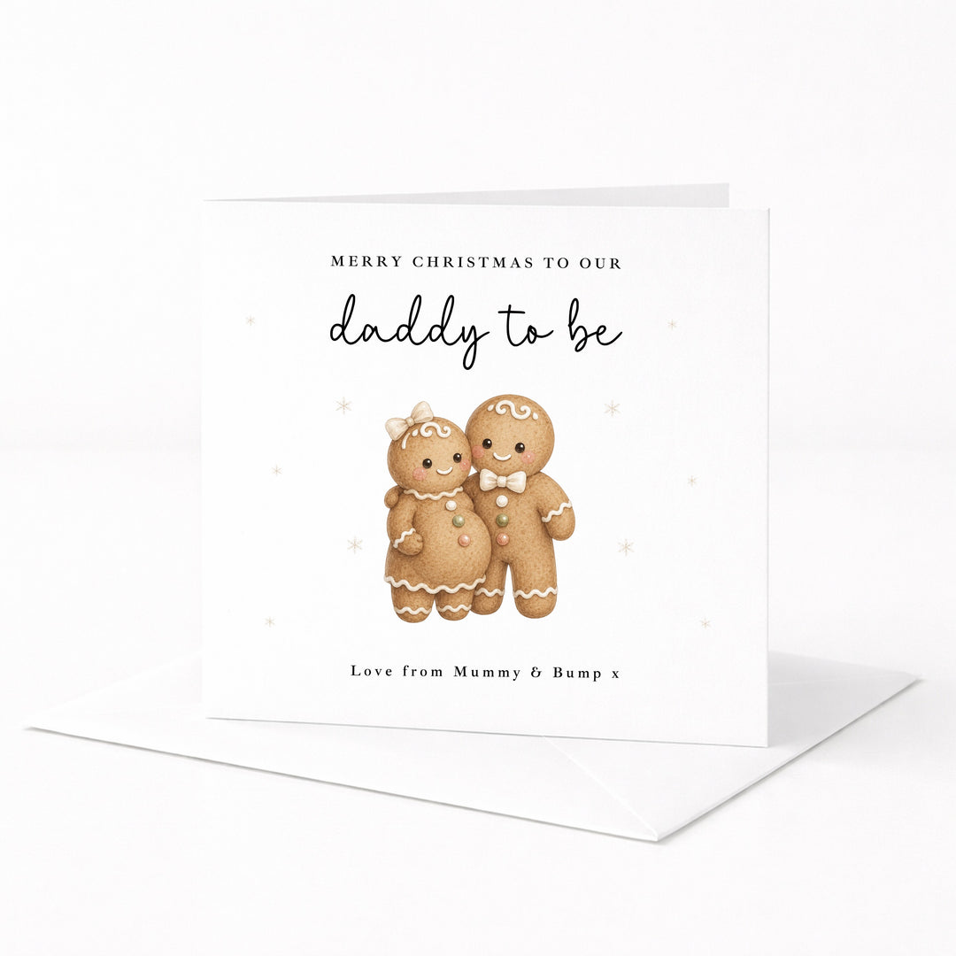 Personalised Gingerbread Man Merry Christmas Daddy To Be Christmas Card
