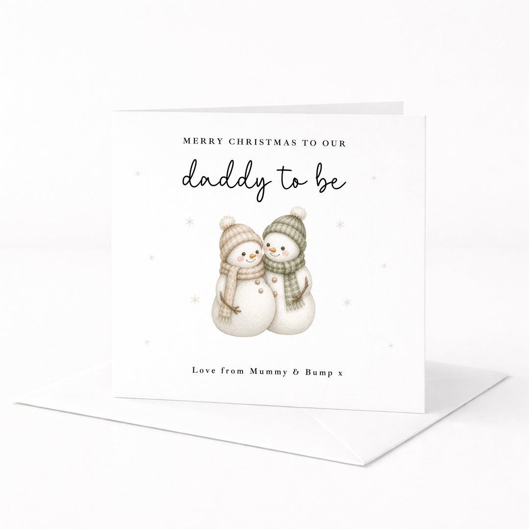 Personalised Snowman Merry Christmas Daddy To Be Christmas Card