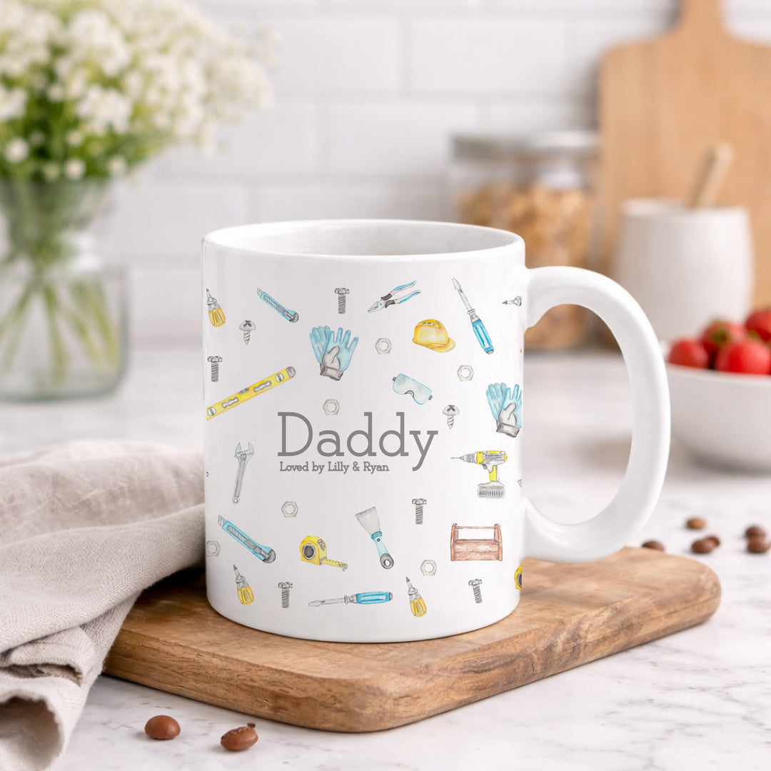 Personalised This Daddy Is Loved By Tools Mug