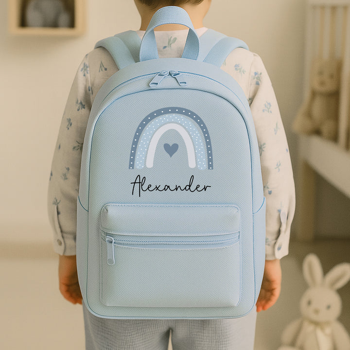 Personalised Dark Blue Rainbow Backpack