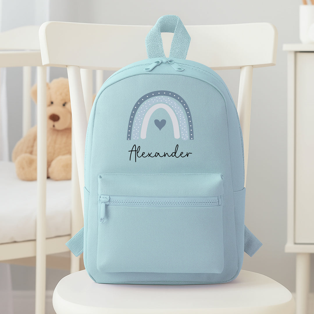 Personalised Dark Blue Rainbow Backpack